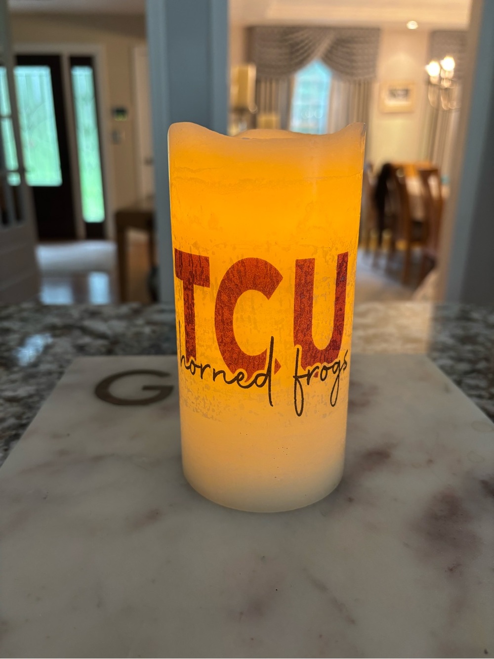 TCU Horned Frogs LED Flameless Candle - Purple and Black Team Accent! Go Frogs!